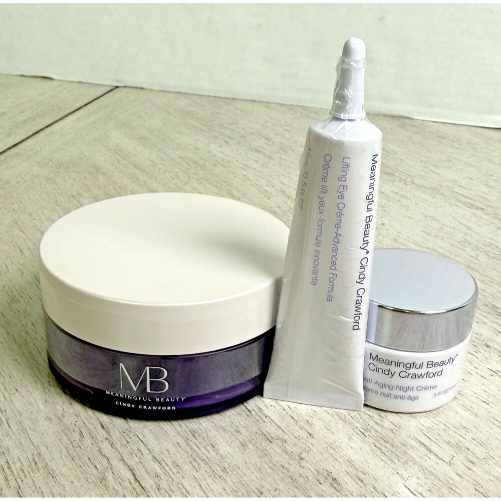 Meaningful Beauty 3 Pc Skincare Set Lifting Eye Cream Night Creme Eye Mask New